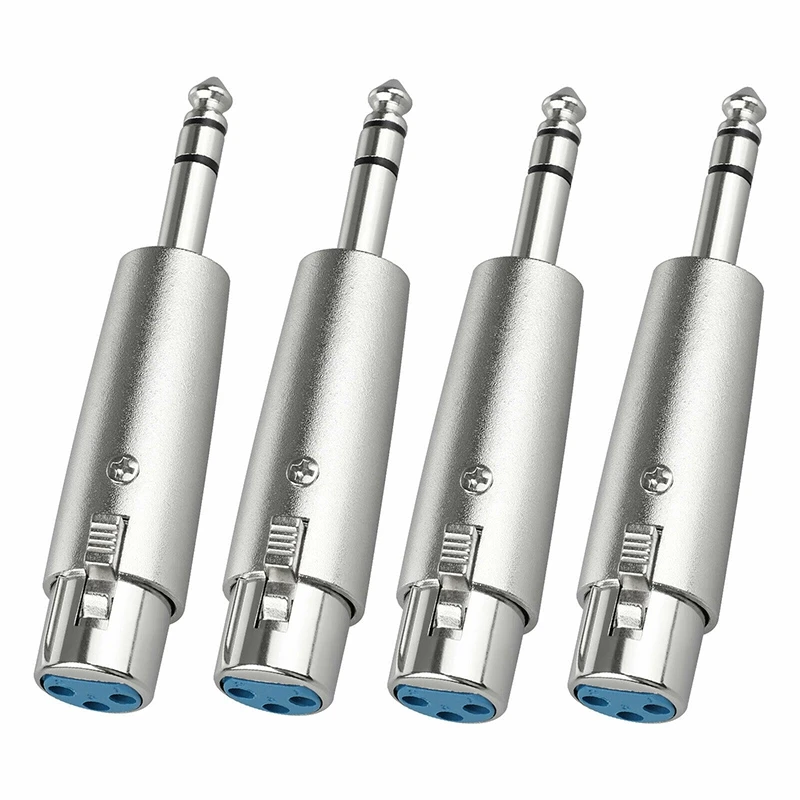 

XLR 3-Pin Female to 1/4 Inch 6.35mm Mono Male Plug o Cable Mic Adapter 4 Pack