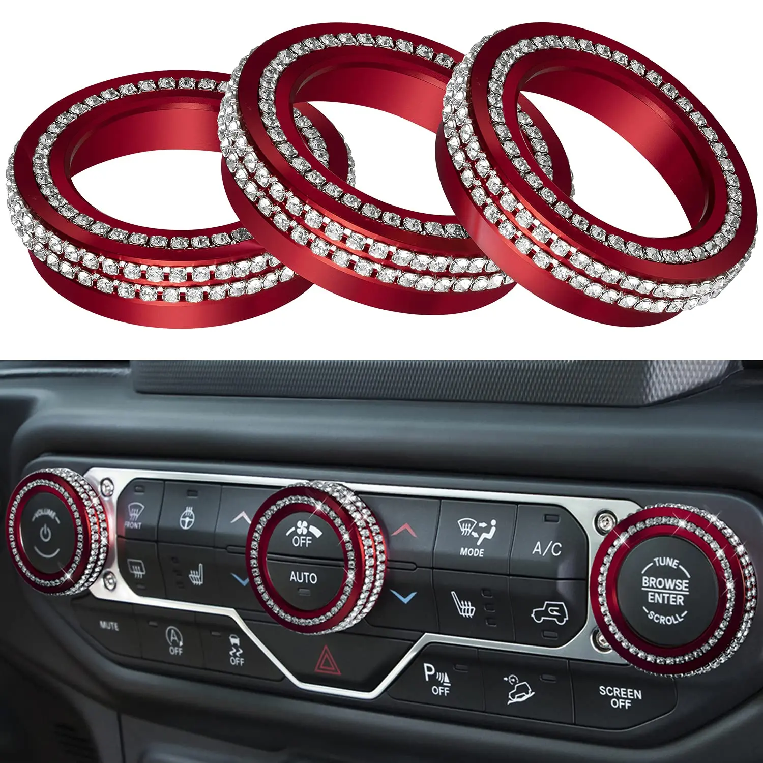 

Автомобильная Кнопка звука Chuang Qian Bling Стразы, крышка кнопки кондиционера для Jeep Wrangler JL JLU JT 2018-2021