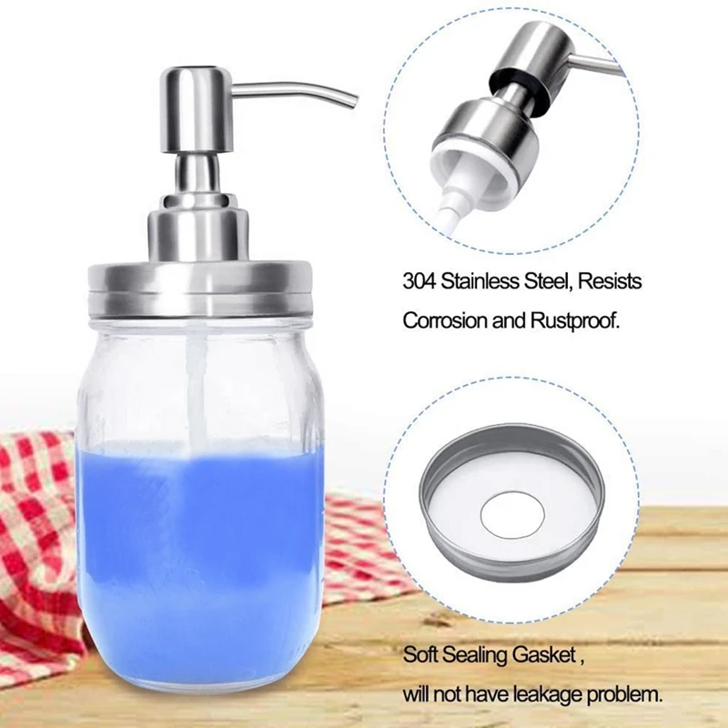 Soap Dispenser Lids 3 Pack Stainless Steel Mason Jar Pump Rustproof Bathroom Accessories | Дом и сад
