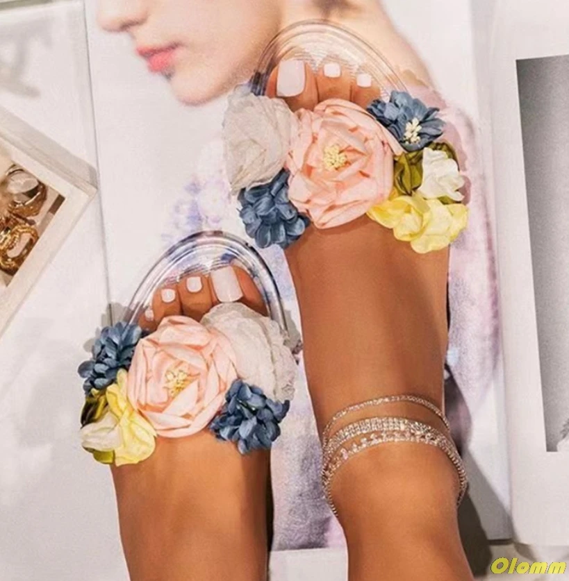 

Summer new non-slip children's flip-flops girls fashion beach shoes pinch sandals female flowers slippers women wear