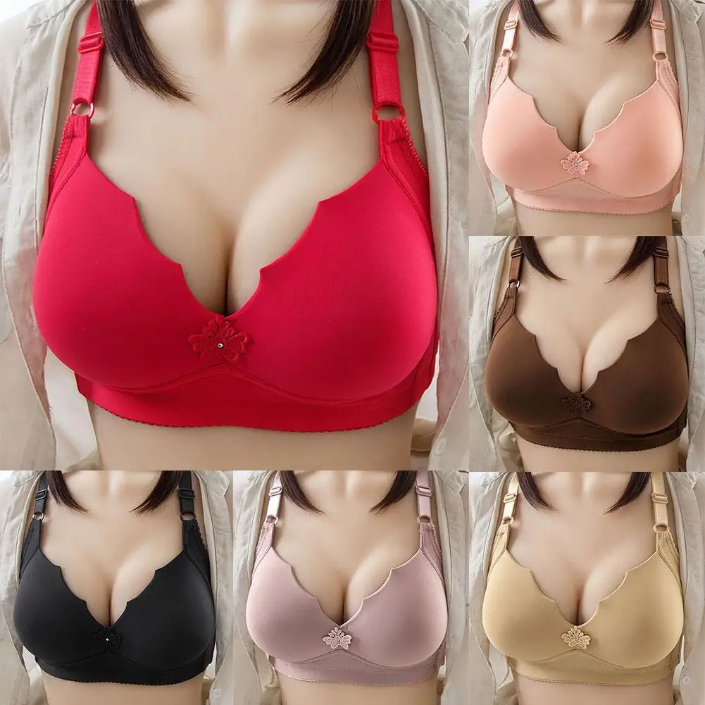 

Женский сексуальный бюстгальтер пуш-ап с полным покрытием, бюстгальтер без косточек с глубоким V-образным вырезом, бюстгальтер с тонкой чаш...