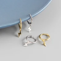 s925 silver color earrings punk style lightning earrings fashion geometric simple shape silver color ear jewelry ladies jewelry