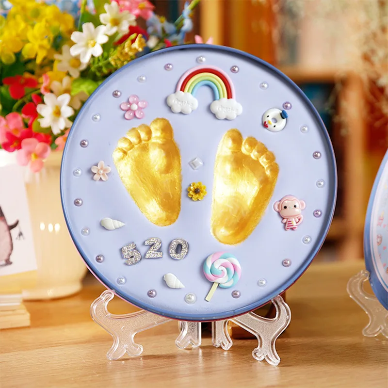 Babys gift Baby footprint Babies hand foot Imprint Kit Casting Toys print Baby handprint Newborn souvenir Air Drying Soft Clay