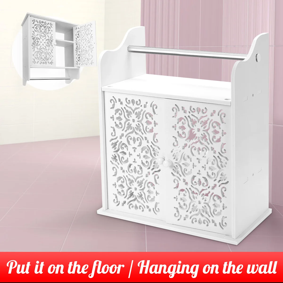 

Bathroom Cabinet Wall Mounted Bathroom Toilet Furniture Cabinet Wood-Plastic Cupboard Shelf Cosmetic Storage Rack 44x22x45cm