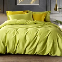 luxury custom pure green 100 cotton bed linen soft queen and king size bedding set 4pcs