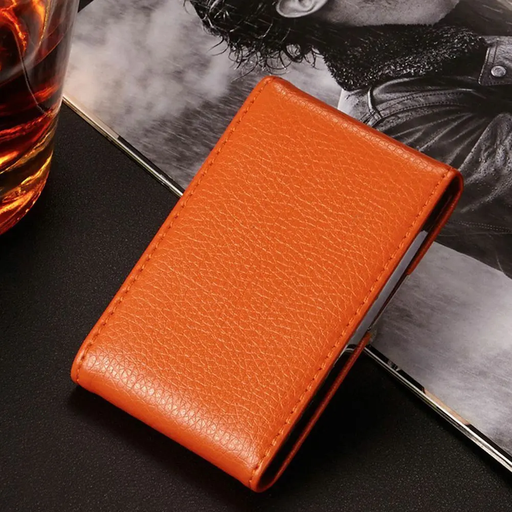 2019 New Men PU Leather Double Open Card Case Stainless Steel Business Holder Solid Color Travel Package Gifts | Багаж и сумки