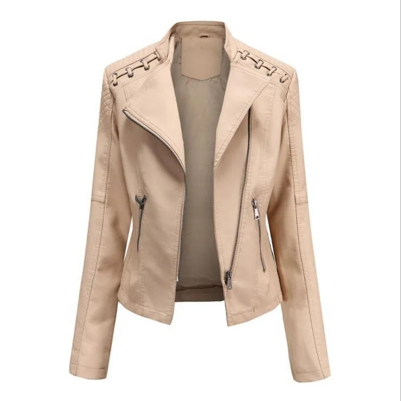 Design PU Leather Jacket Women Coat Female Stand Collar Short Faux Leather Outwear Women Motorcycle Jackets 9 Colors