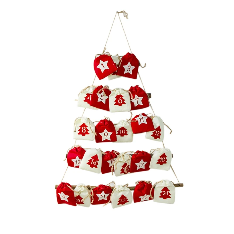 

Christmas Countdown Calendar Hanging Rack With Cloth Storage Bag Festive Party Supplies