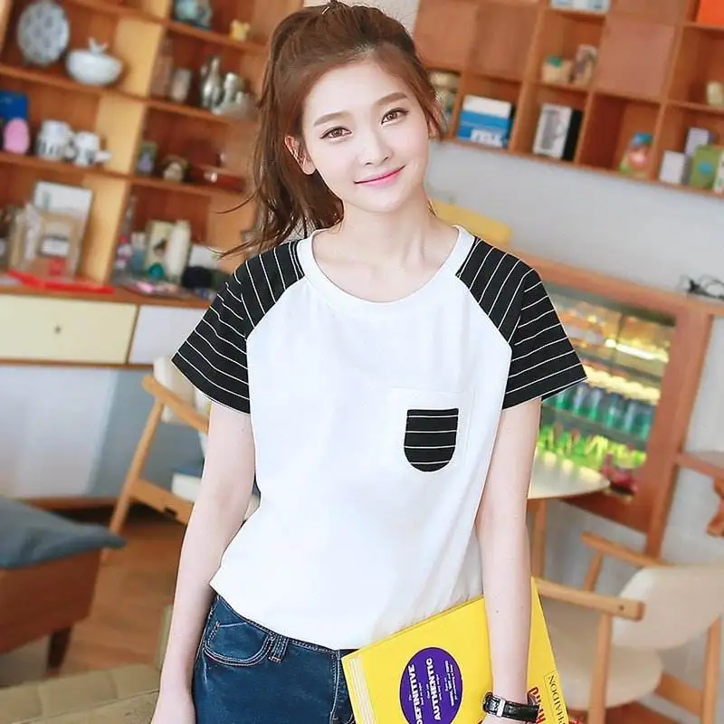 

Summer 2020 short t shirt Women Blue sleeve Top Garment