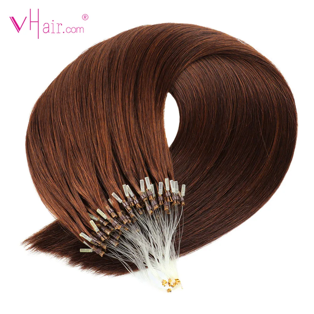 VHair 18 дюймов человеческие волосы для наращивания на микро кольцах Натуральные