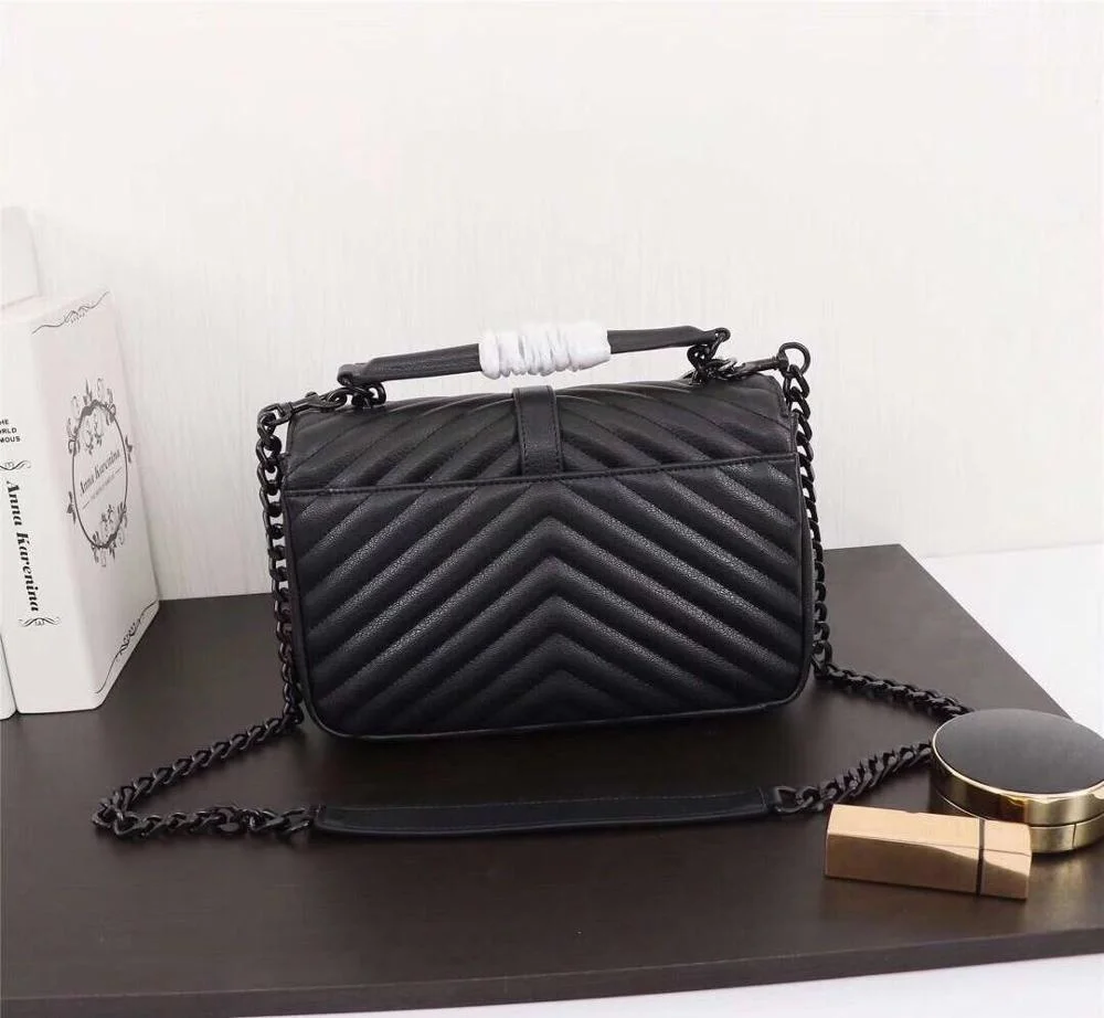 

handbag Women genuine Leather luxury Designer messenger bag Female Black chain shoulder bag Lady Crossbody Bag