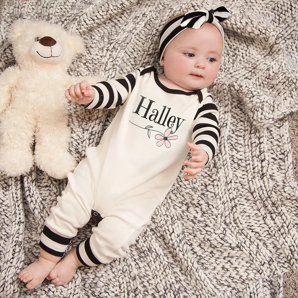 

Personalize Newborn Girl Coming Home Outfit, Baby Girl Take Home Romper, customized Baby Girl Name Outfit/coverall/Hat/hair band