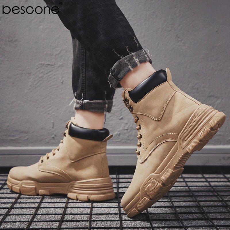 BESCONE/мужские Ботинки Martin повседневная обувь на шнуровке теплая плюшевая меху