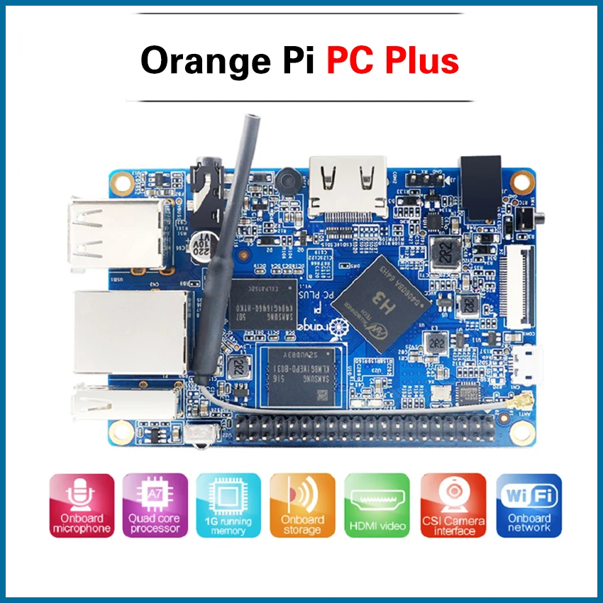Мини вспышка S ROBOT Orange Pi PC Plus 1 ГБ/8 ГБ Emmc с портом Sup 100M Ethernet порт/Wifi/камера/Hdmi/IR/MIC
