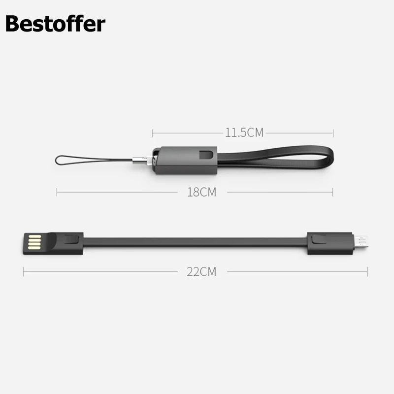 

22 см 2.4A Быстрая зарядка источник брелок мужские вилки данных USB кабель для iPhone/Micro 5Pin/Type-C мобильный телефон