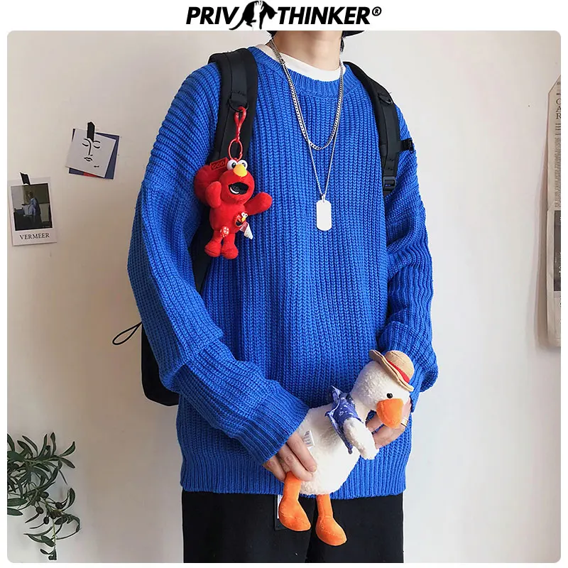 Privathinker, осенне-зимний мужской свитер, пуловер, 9 цветов, повседневный мужской вязаный корейский однотонный топ, уличная одежда, мужской свитер