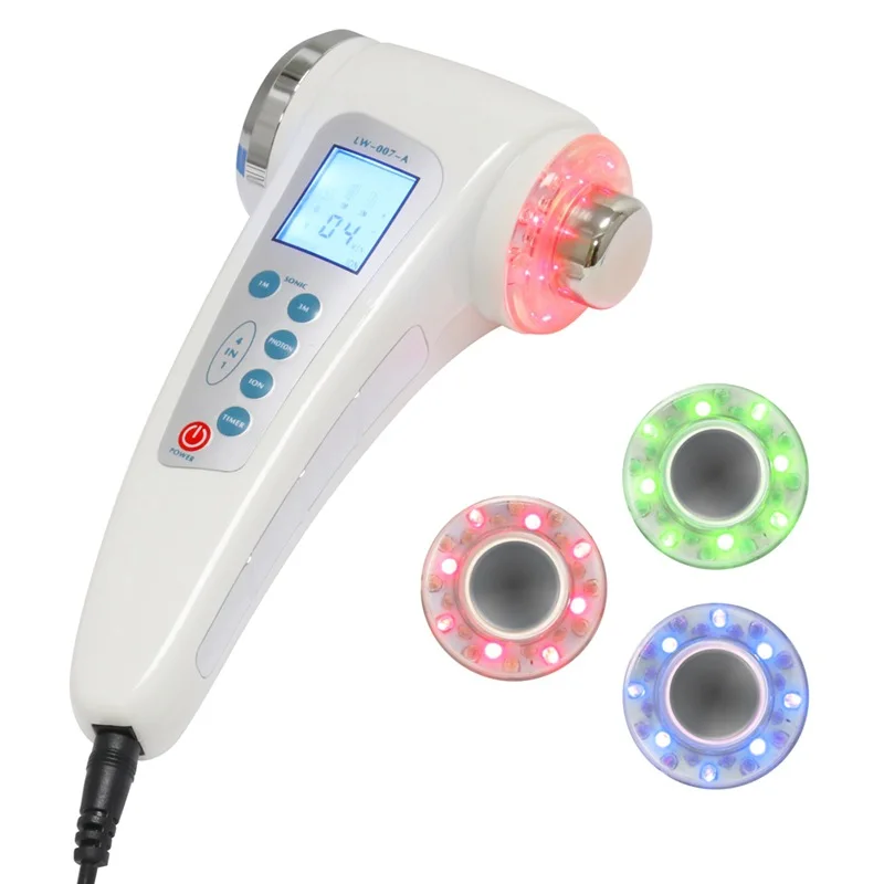 Kopen 1Mhz & 3Mhz Ultrasone Gezicht Massager 7 Kleuren Led Light Facial Photon Ultrasound Therapie Huidverzorging Body Slim Anti Cellulitis Schoonheid