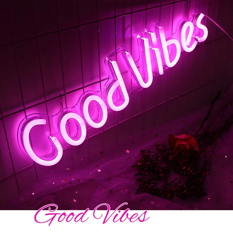Светодиодная неоновая вывеска Good Vibes с надписью неоновый ночсветильник для бара