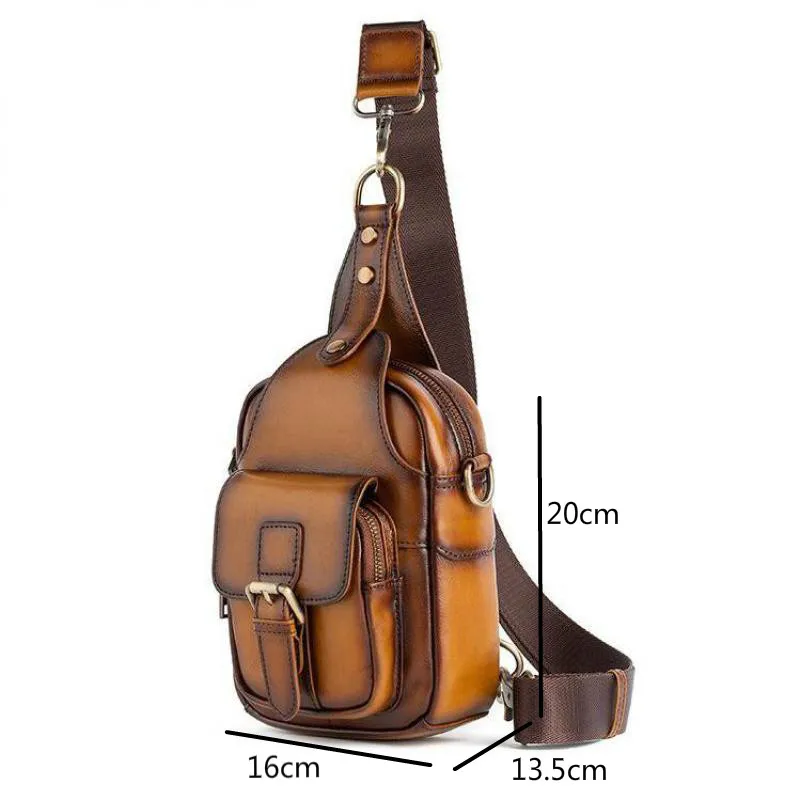 

YourSeason 2021 Men Genuine Leather Retro Outdoor Chest Bag Multi Functional Boys Crossbody Fashion Cowhide Bags