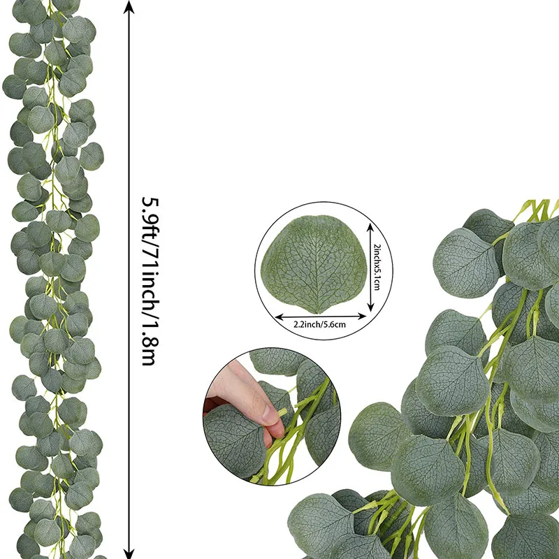 

2 Pieces Of Artificial Plants Eucalyptus Wreath Greening Eucalyptus Vines For Wedding Banquet Decor Home Decor Garden Decoration