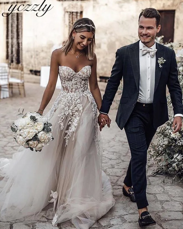 Платье Vestido De Noiva Простой Милая аппликация и жемчужными бусинами пляжные