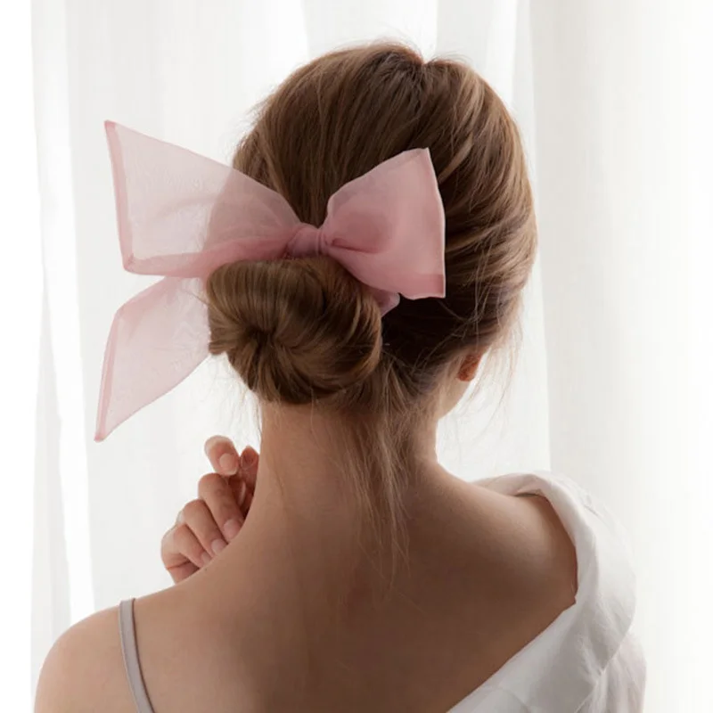 

Mesh Bows Hair Ties Large Bow Headband Women Girls Ponytail Holder Scrunchies Elastic Hair Rope Headwear Hair Accessories