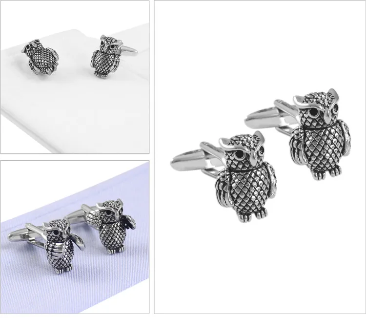 SAVOYSHI Novelty Mens Shirt Cufflink High Quality Brass Cufflinks Black Owl Cuff links Brand Cuff buttons suit cuffs Jewelry