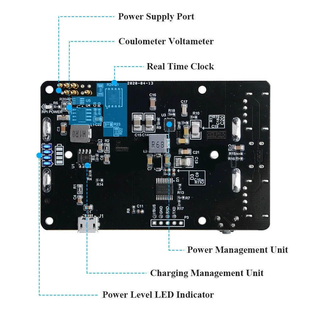 

For Raspberry Pi 4B UPS with RTC Uninterruptible Power Supply 18650 Battery Charger