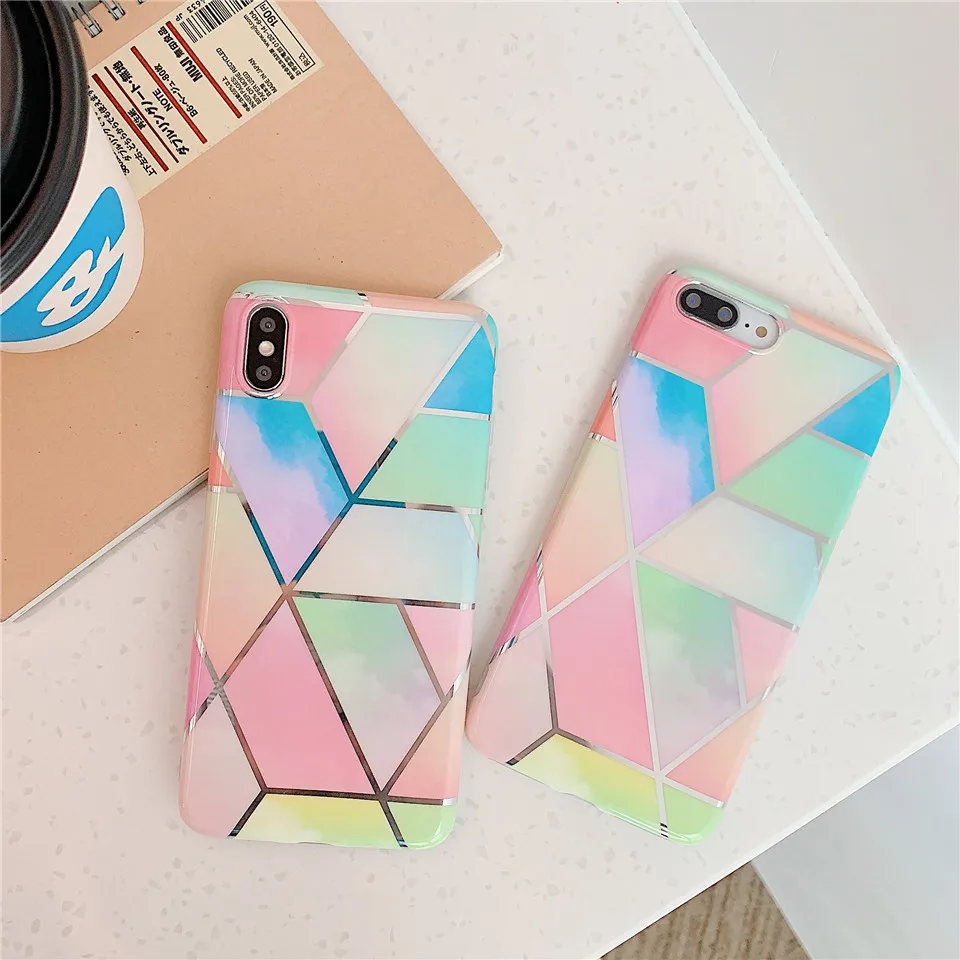 Синий розовый мраморный чехол для телефона Coque Funda Apple iphone 10 Xs max s XR X 8 7 plus 6 6s 11 pro |