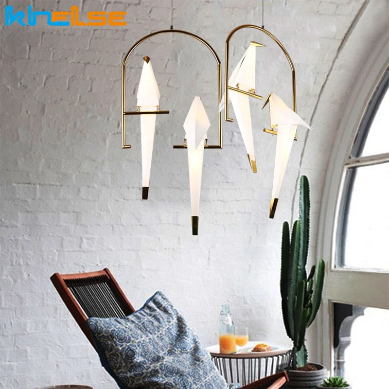 Современный светодиодный подвесной светильник в виде птицы металлический