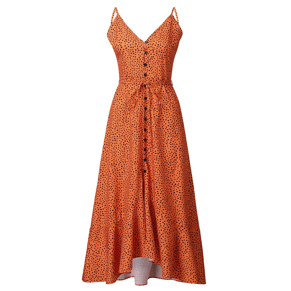 

WildPinky Split Maxi Long Dress 2020 Summer Sundress Women Vintage Leopard Printed Party Dress Women Casual Button Strap Vestido