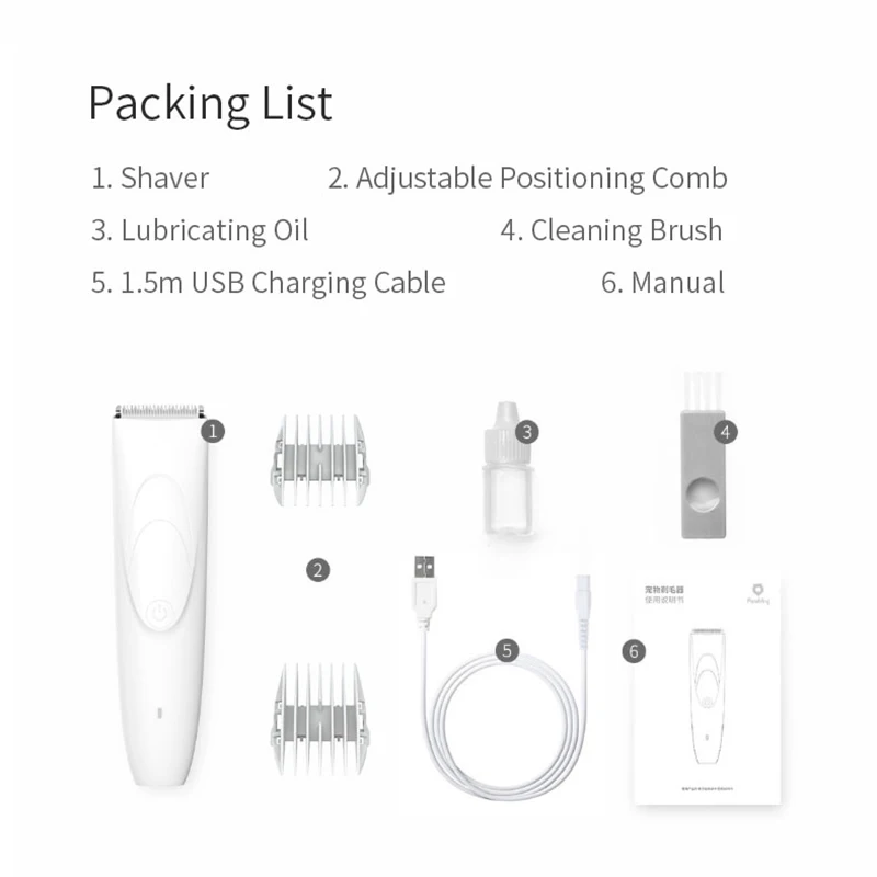 

Youpin Pawbby Pets Shaver Rechargable Hair Trimmers Professional Dog/Cat Pet Grooming Electrical Pets Hair Clippers Pets Shaver