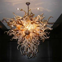hand blown glass crystal chandelier champagne w80xh90cm led art pendant light indoor lustre hotel hallparlor decoration
