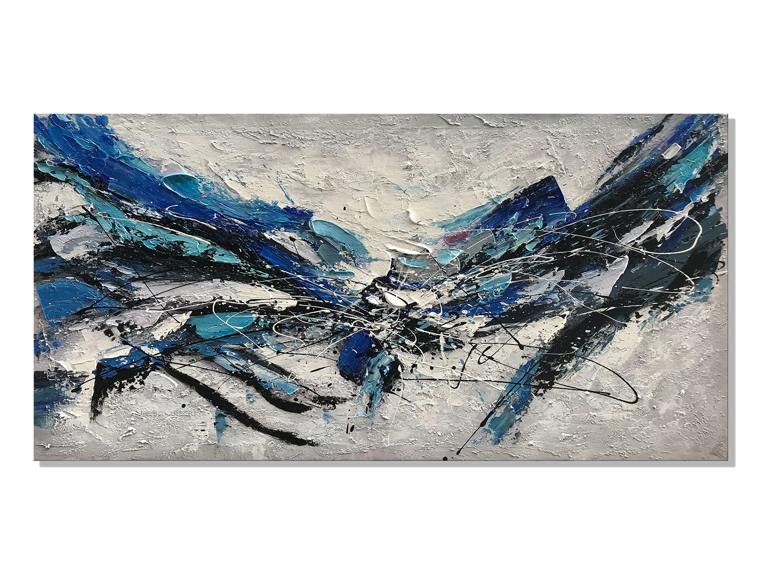 

Hand Painted Modern Oil Painting on Canvas Abstract Paintings Canvas Wall Art Home Decor Blue Artwork for Wall Decor No Framed