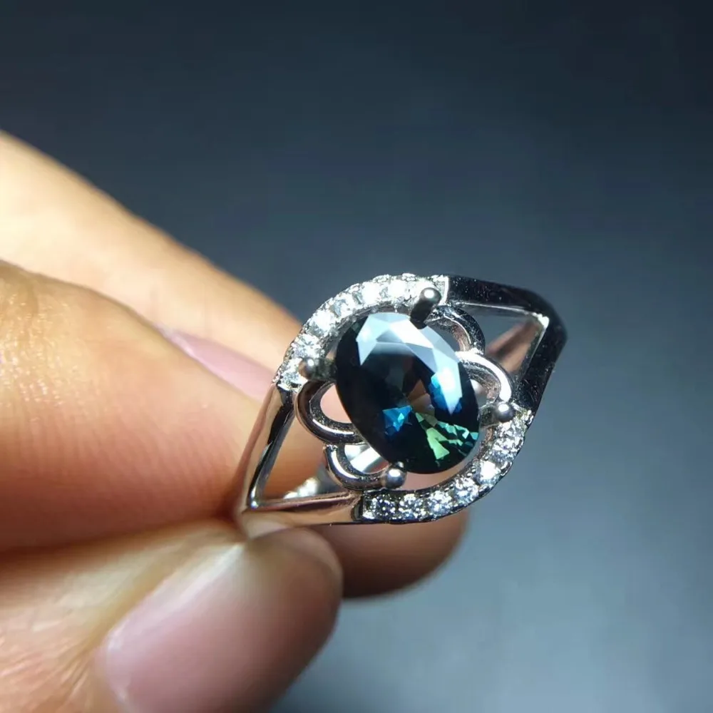 

100% natural sapphire ring female Blue and green Classic contracted with best price