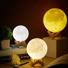 3D лампа в виде Луны, светодиодный ночник с аккумулятором, прикроватная лампа, украшение для детской комнаты, RGB светильник с 3D рисунком Луны, подарок для ребенка