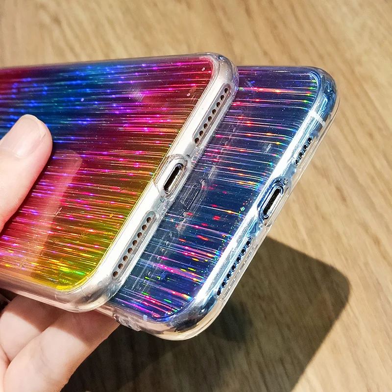 Красочный градиентный лазерный голографический чехол для Samsung Galaxy A70 Жесткий