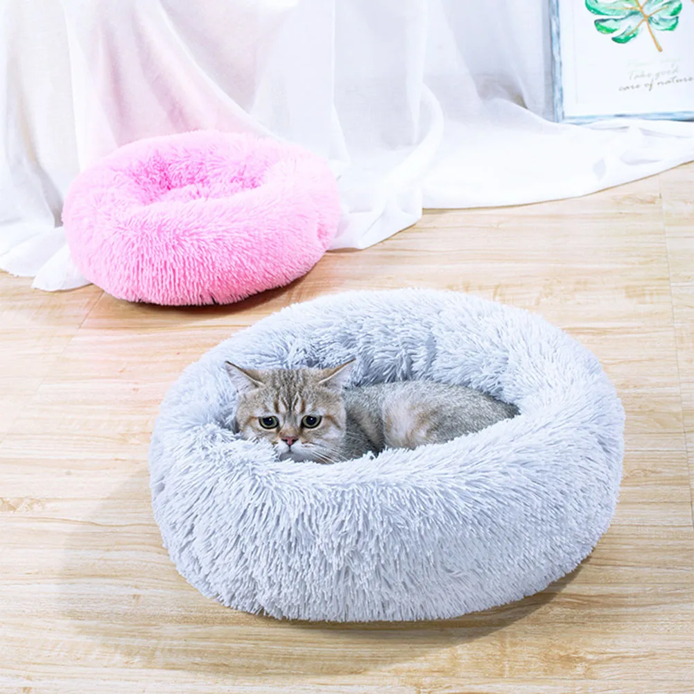 Пончик кровать для кошки подстилка собаки из искусственного меха Подогреваемая
