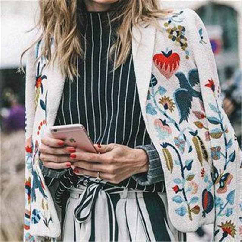 Винтажная приталенная куртка с цветочным принтом Короткое женское пальто