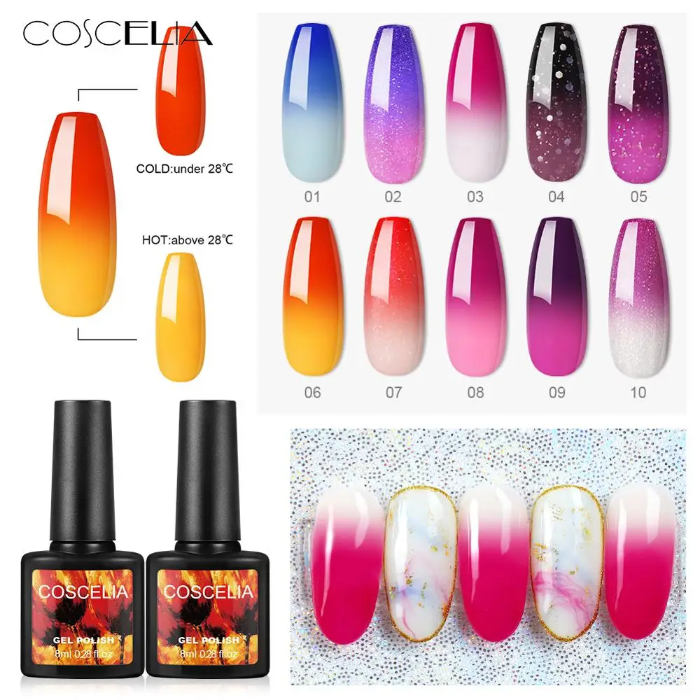 COSCELIA 8 мл термо изменяющийся УФ-гель для ногтей впитывающий УФ и светодиодный