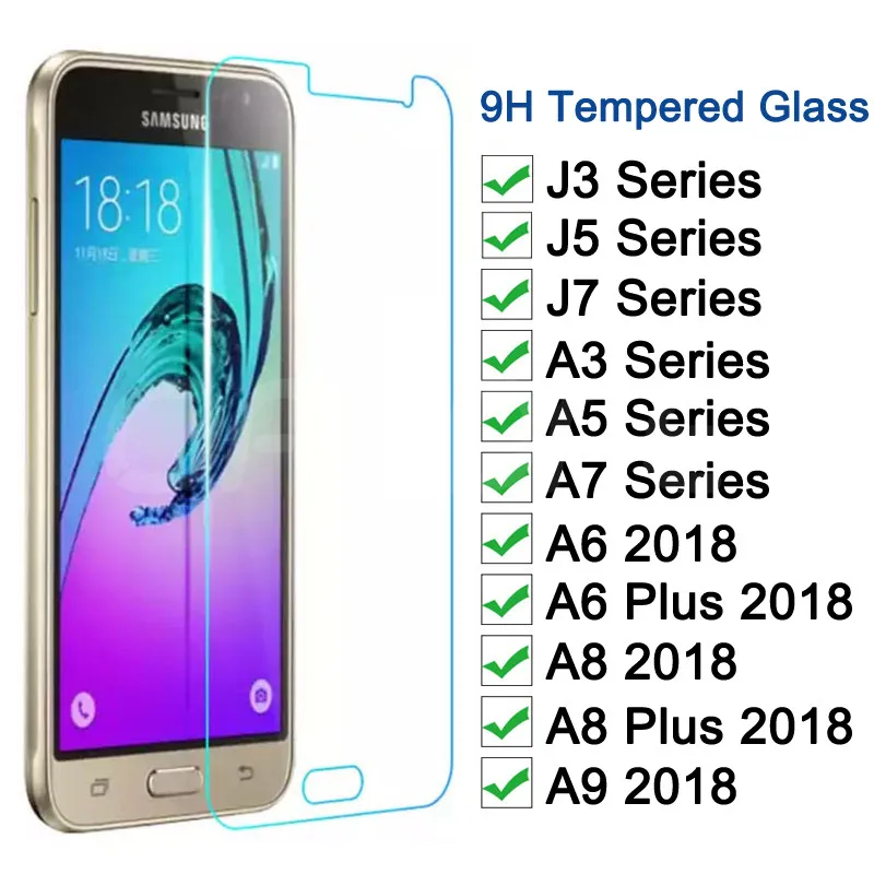 Закаленное Стекло на для Samsung Galaxy A3 A5 A7 J3 J5 J7 A6 A8 плюс A9 Экран Защитная Стекло пленка