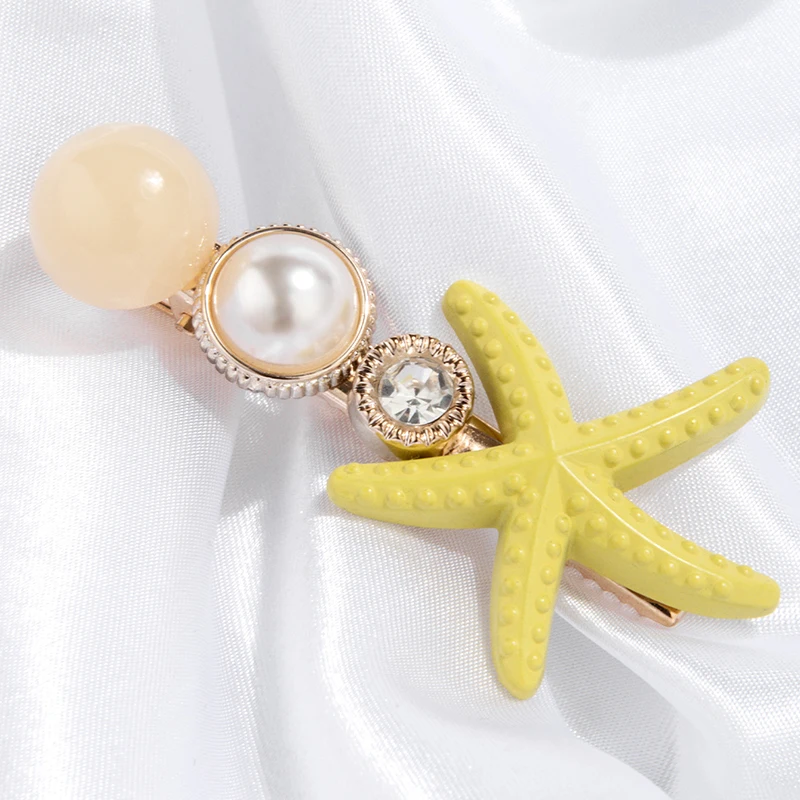 Аксессуары для волос на заказ желтые зажимы со звездами и жемчужинами| |