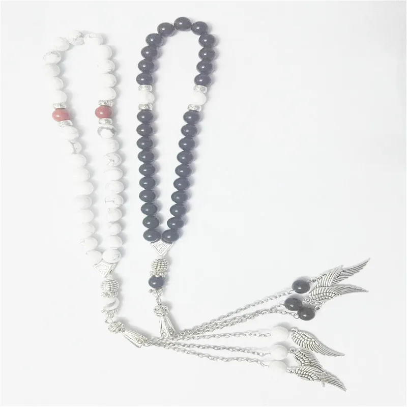 8 мм круглый howlite камень кровати Форма 33 четки Исламская Мусульманский Tasbih Аллах