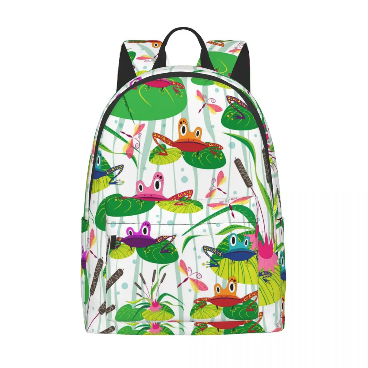 Funny Cartoon Frogs Sitting On Leaves 2021 Backpack Unisex Bag Fashion Travel School Shoulder | Багаж и сумки