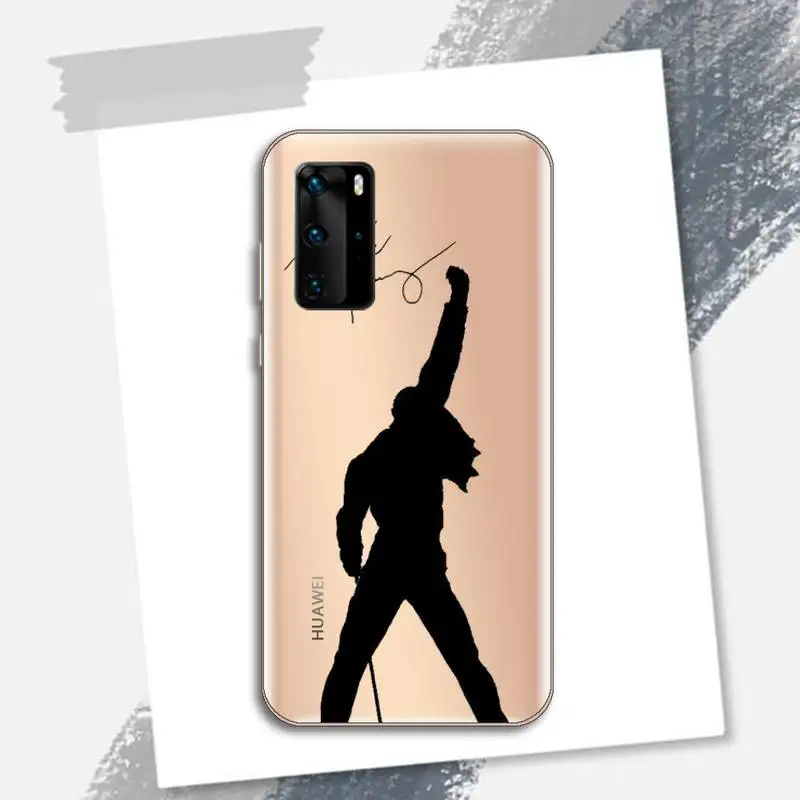 

Rock singer Freddie Mercury Queen Phone Case Transparent for Huawei P honor 8 10i 20 30 40 smart 2019
