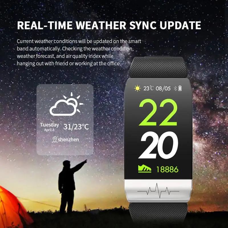 2020 Smart Watch T1s Body Temperature ECG+PPG Fitness Band Heart Rate Monitor Music Control Smartwatch Sport for iOS Android | Электроника