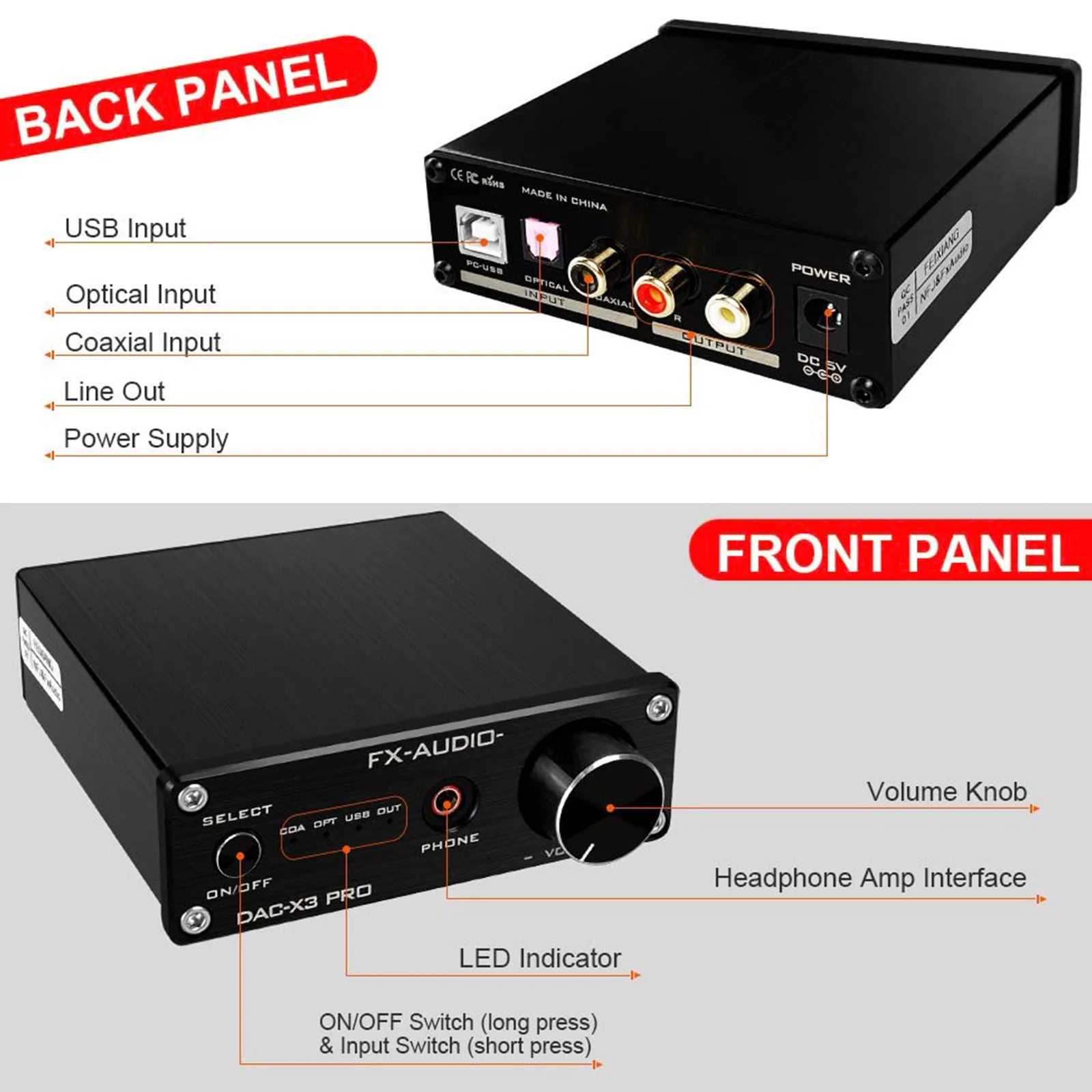 2021 FX-Audio New X3PRO DAC Digital to Analog Converter Headphone Amplifier Car Audio Optical/PC-USB/Coaxial DC5V | Электроника