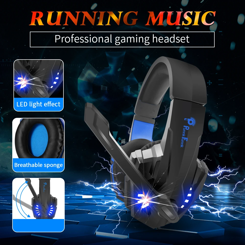 professional gaming headphone led light bass stereo noise reduction mic gamer headset for ps4 ps5 xbox laptop pc wired headset free global shipping