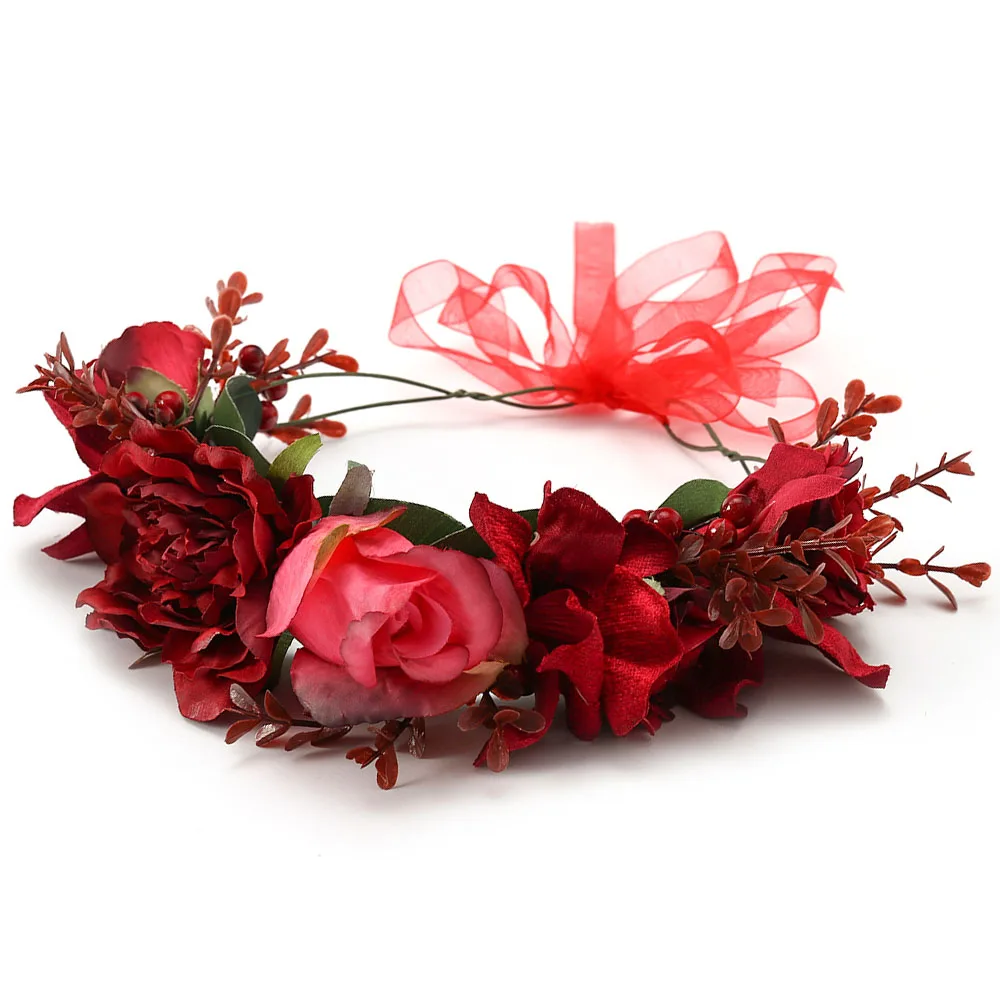 Модные богемные повязки на голову с розами для невесты женщин и девушек