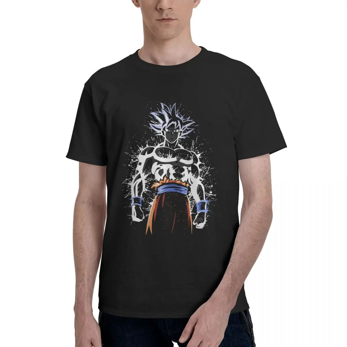 

Crazy Bandai Dragon Ball Splatter Ultra Instinct T-Shirts Men Pure Cotton T Shirt Anime Short Sleeve Tee Shirt Gift Idea Tops